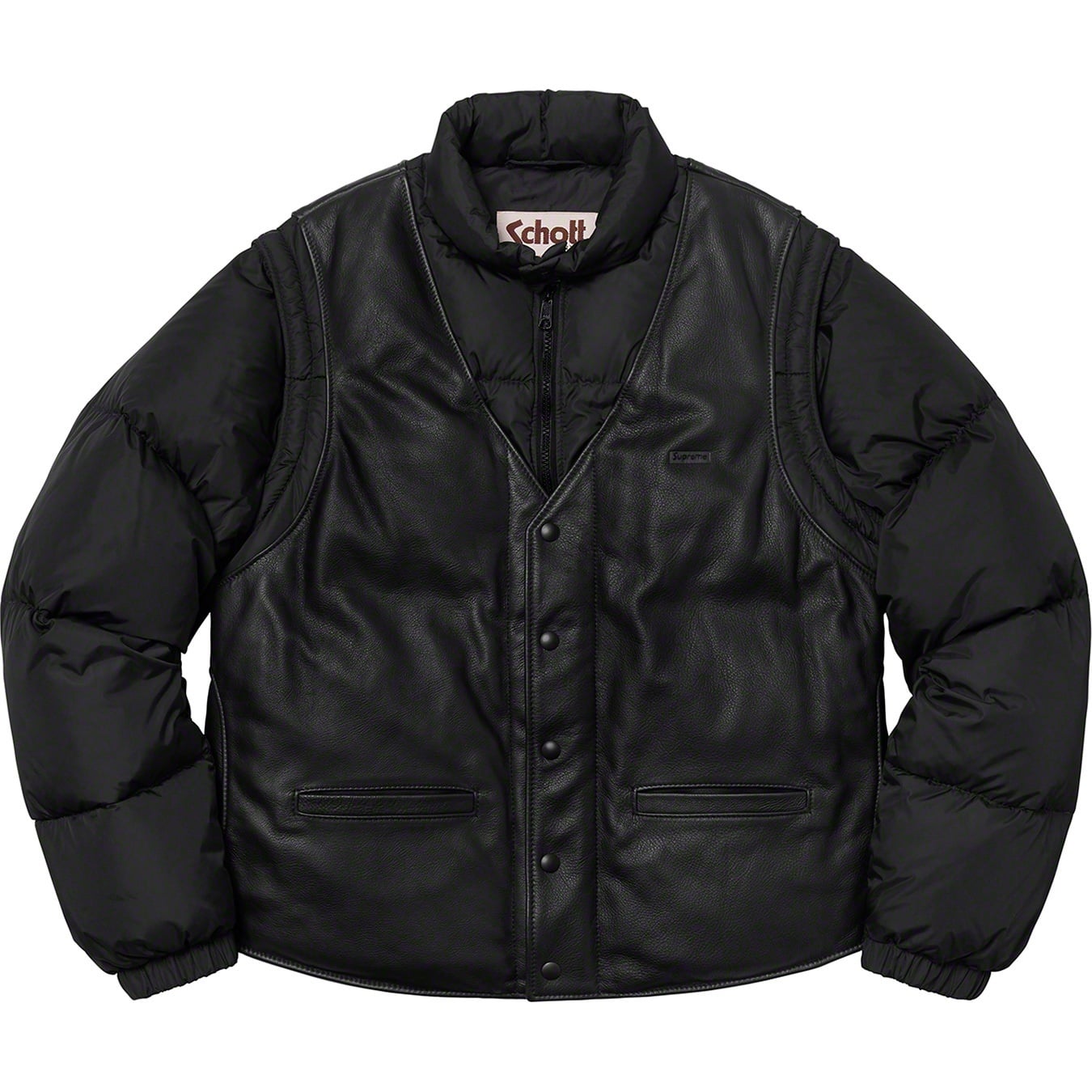 Supreme®/Schott® Down Leather Vest Puffy Jacket view 14